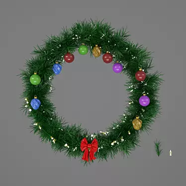 Festive Christmas Wreath: 3D Design with Base Model 3D model image 1 