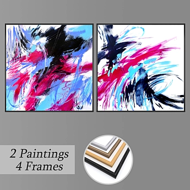 Serenity Set: 2 Paintings with 4 Frame Options 3D model image 1 