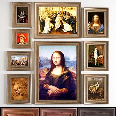 Classic Art Frames: David & da Vinci - Wood Textures, Various Sizes 3D model image 1 