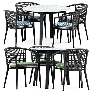 Erica 19 Chair and Ginepro Round Outdoor Table 3D model image 1 