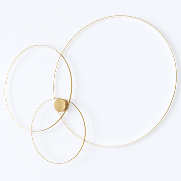 Rings LED Wall Lamp: Modern Aluminum and Brass Design 3D model image 1 