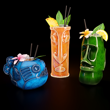 Tropical Tiki Glass Set 3D model image 1 