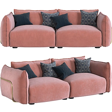 Blush Pink Velvet 3 Seater - Dion 3D model image 1 