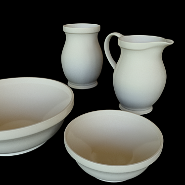 Elegant Ceramic Dish Set 3D model image 1 