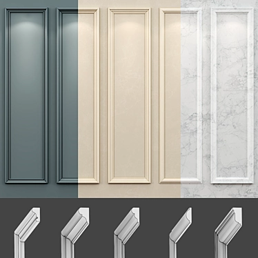 Classic Boiserie Wall Molding Panels 3D model image 1 