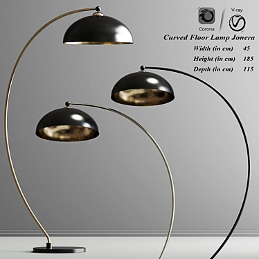 Sleek Curved Floor Lamp 3D model image 1 