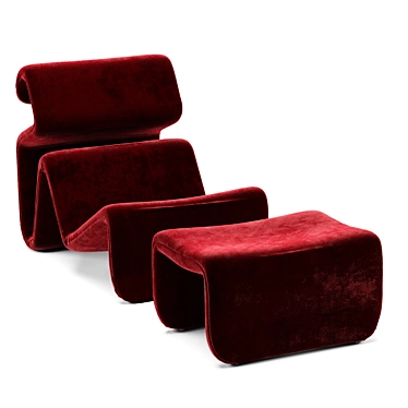 Jan Chairs with Ottomans: Sleek Scandinavian Design 3D model image 1 