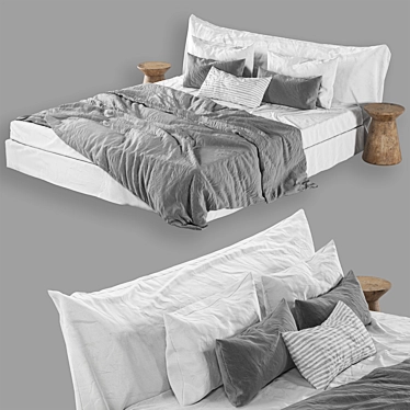 Scandi Linen Bedding Set 3D model image 1 
