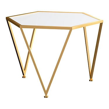 Hexagon White Marble Top Side Table 3D model image 1 