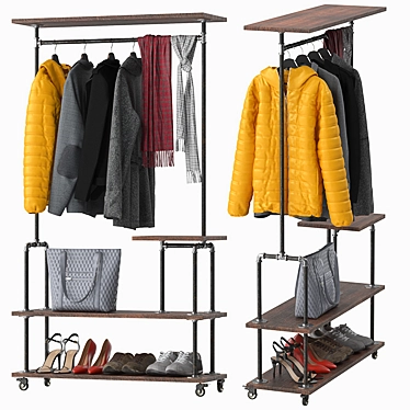 Urban Steel Clothing Rack 3D model image 1 