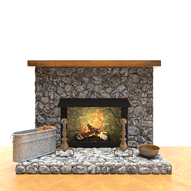 Elegant Stone Fireplace 3D model image 1 