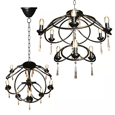 Vintage Elegance: Anevita 9-Light Chandelier 3D model image 1 