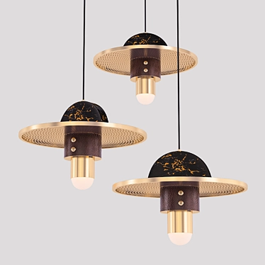 Marble & Leather Pendant Light 3D model image 1 