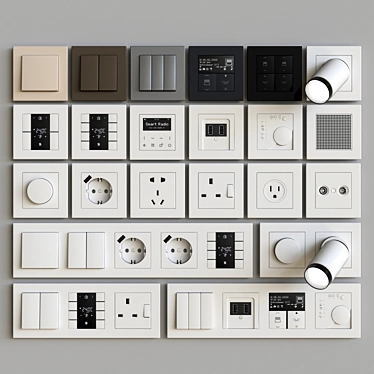 Jung Plastic Wall Switches & Sockets 3D model image 1 