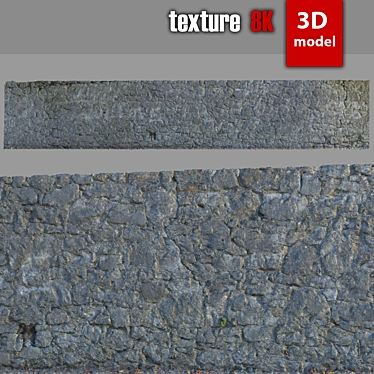 Realistic Stone Wall 3D Model 3D model image 1 