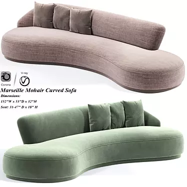 Majestic Mohair Marseille Sofa 3D model image 1 