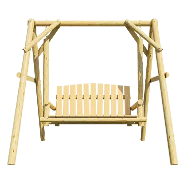 Title: Rustic Wooden Swing 3D model image 1 