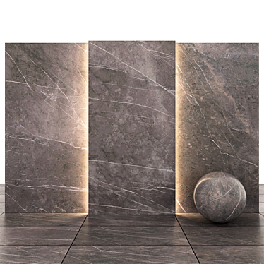 Glossy Gray Stone Slabs & Tiles 3D model image 1 
