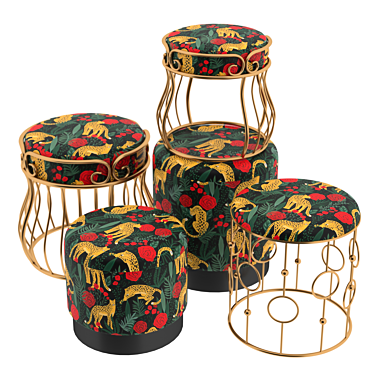 Exotic Glamour Ottoman Set 3D model image 1 