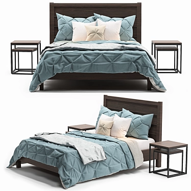 Royal Blue Cotton Bed Cover 3D model image 1 