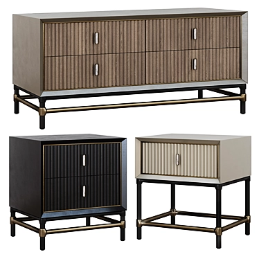 Chest of drawers and bedside tables in Art Deco style 05