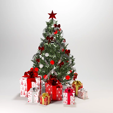 Festive Christmas Tree Set | Decorations & Gifts 3D model image 1 