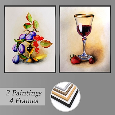 Versatile Set of Wall Paintings with Multiple Frames 3D model image 1 