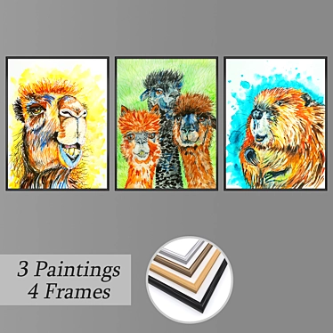 Wall Paintings Set with Multiple Frame Options 3D model image 1 