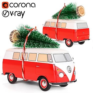 Christmas VW T1 Toy Car 3D model image 1 