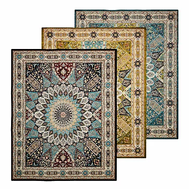 Turkish Rabia Rugs: Blue & Burgundy 13' x 19' 3D model image 1 