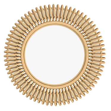 Natural Round Rattan Mirror 3D model image 1 