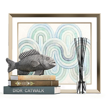 Fishy Delight: Decorative Set with Books 3D model image 1 