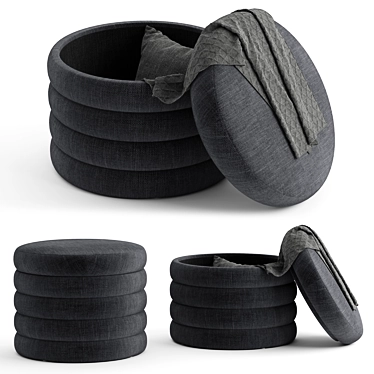 Cozy Charcoal Ottoman with Storage 3D model image 1 