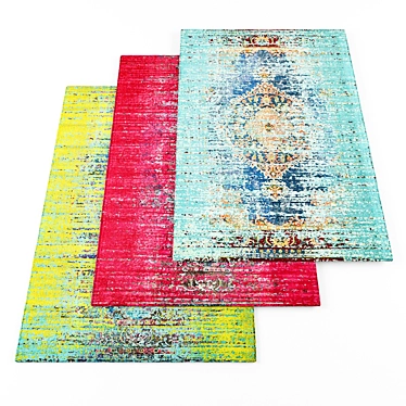 Modern Rugs Set: 3 Pieces with Textures 3D model image 1 