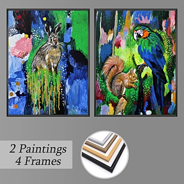 Modern Wall Art Set with Frame Options 3D model image 1 