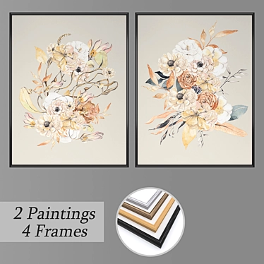 2-Piece Wall Painting Set with Multiple Frame Options 3D model image 1 