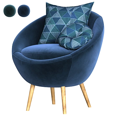 Luxury Velvet Accent Chair 3D model image 1 