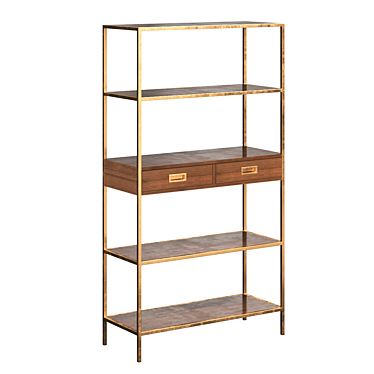 Elegant Carob Wood Bookcase: Jude 3D model image 1 