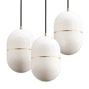 Marble LED Pendant Light with Golden Ring 3D model image 1 