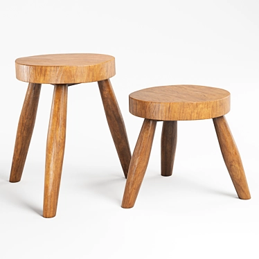 Zen Teak Stool: Versatile, Rustic, and Elegant 3D model image 1 