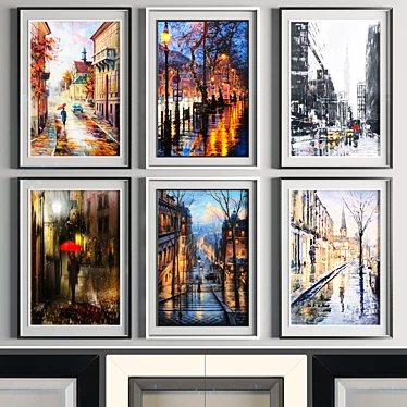 Modern Art Frame Set - Black and White 3D model image 1 