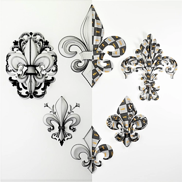 Elegant Fleur-de-Lis Sculpture 3D model image 1 