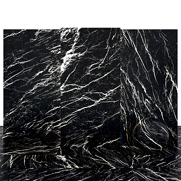 Glossy Deep Black Marble Tiles 3D model image 1 
