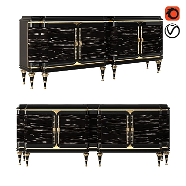 Luxury Black Wood Console 3D model image 1 