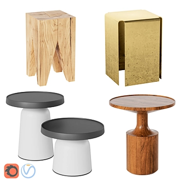 Designer Side Tables Set 3D model image 1 