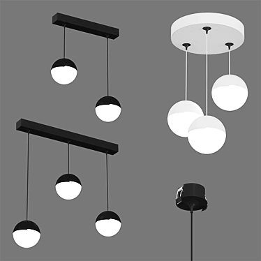 Modern Pendant Light | Black & White | Metal & Acrylic 3D model image 1 