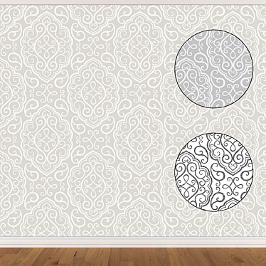 Seamless Wallpaper Set - 3 Colors: Wall, Baseboard, Parquet 3D model image 1 