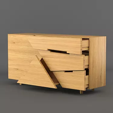  Contemporary Tangram Sideboard: Dual Material Design 3D model image 1 