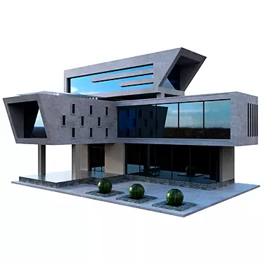 High-Tech Monolith House 3D model image 1 