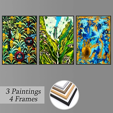 Versatile Set of Wall Paintings+Frames 3D model image 1 
